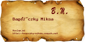 Bagóczky Miksa névjegykártya